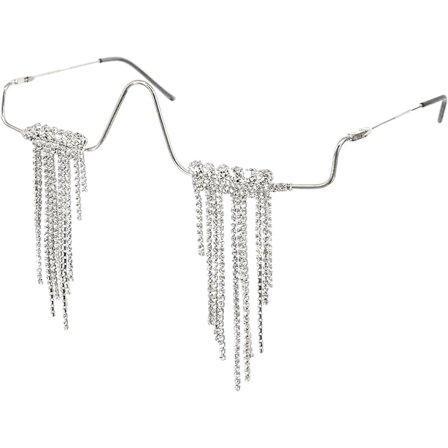 Halv glasögonbåge utan lins med diamantdekor, retro kristallmetallbåge, glasögon utan lins