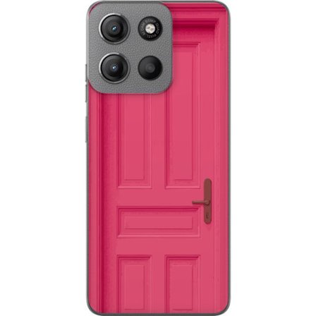 Kompatibelt Mobilskal till Motorola Motorola Moto G15 Rosa dörr illustration minimalistiskt rosa dörrmotiv perfekt för design inredning estetiska o