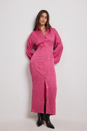 NA-KD Trend Robe mi-longue à jacquard - Robes mi-longues - Rose - EU 32