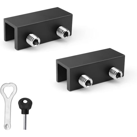 Skyvedørslås med nøkkel, 2 stk. svart justerbar dør og