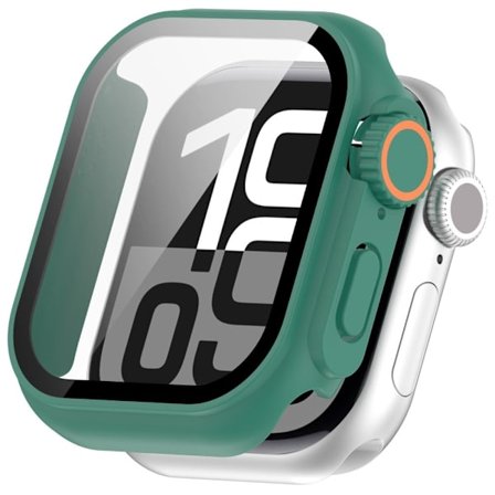 Apple Watch Series 10 42mm suojakotelo Instant Transformation Ultra 2 Kova kolhun kestävä kellon suojus karkaistulla lasilla - Vihreä