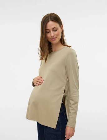 Mamalicious Mlrina Vita Ls Jrs Top 2F - Beige - S
