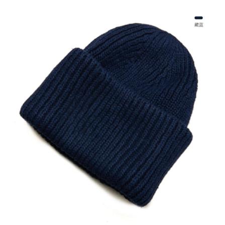 Varme vinterstrikkede huehatte efterår og vinter Varmholdende og koldsikker uldsmiley ansigt fortykket unisex Purplish blue M 55-58CM