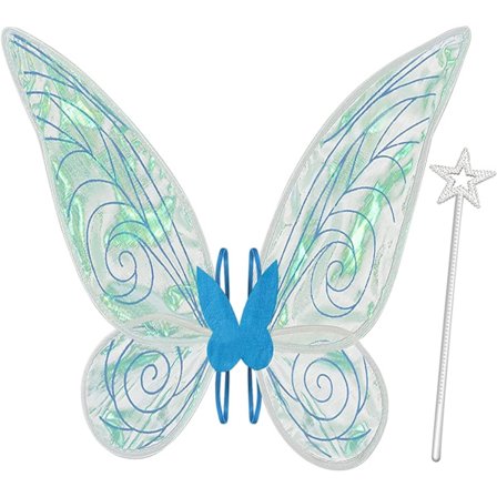 Siniset keijun siivet, perhosen siivet, enkelin siivet, naisten keijuasu joulujuhlan lahja.