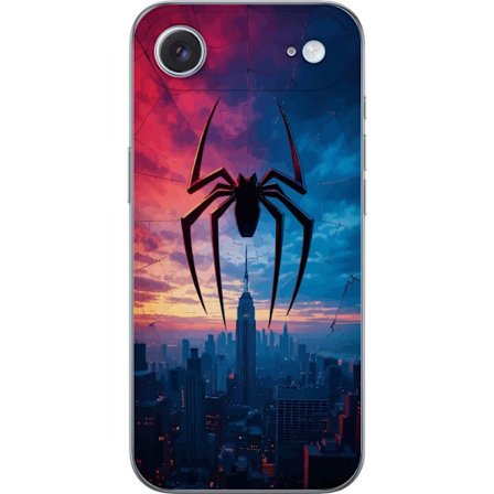 Yhteensopiva Puhelinkuori Apple Apple iPhone 17 Air Tyylikäs hämähäkki kaupungin horisontin yläpuolella dramaattisessa auringonlaskussa, graafine