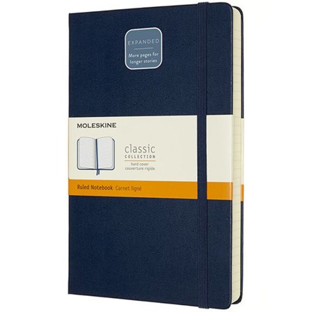 Moleskine Classic Hard Cover Notebook Expanded Blue Ruled