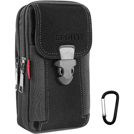 Herr multifunktionell bältesväska mobiltelefon väska bältesväska - Vertikal 6,5 tum svart