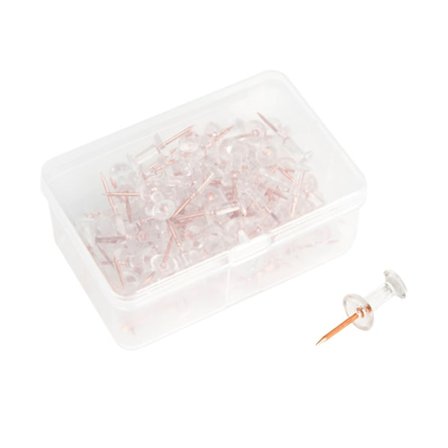 100 st Transparent Roséguld Knappnålar Tumspik Anslagstavla Nålar Ritning Foto