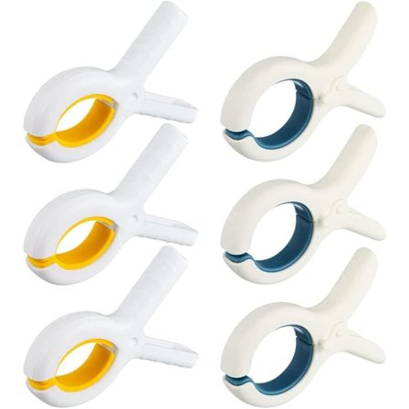 6 st Strandhandduksklämmor för Solstolar, Plastklämmor, Stora Starkt Grepp Klädnypor, Halksäkra