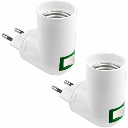 E27 med trådlös strömbrytare för AC 230V väggkökslampa, LED-lamphållare, E27-adapter Mini inomhusvägglampa, Spot E27-lampa, Set med 2 (utan glödlampa)