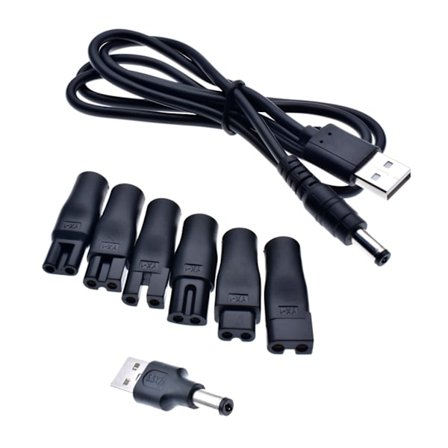 8 stk./parti USB-adapter kabellinje multifunktionel 5,5x2,1 mm hunstikdækkestik til elektriske barbermaskiner