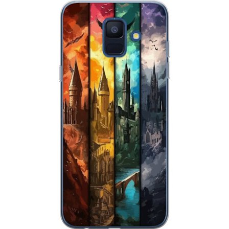 Kompatibel Mobilcover til Samsung Samsung Galaxy A6 (2018) Fire magiske slotte i forskellige elementfarver, episk fantasykunst med ild vand luft og mÃ