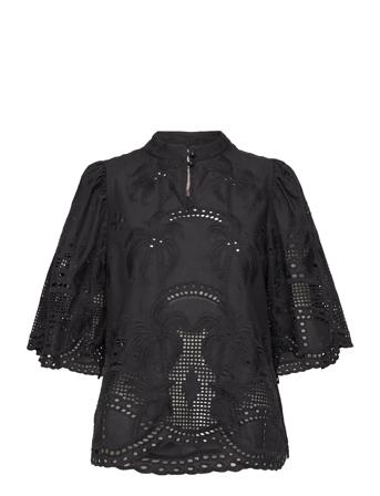 Greek Blouses Short-sleeved Svart Munthe*Betinget Tilbud