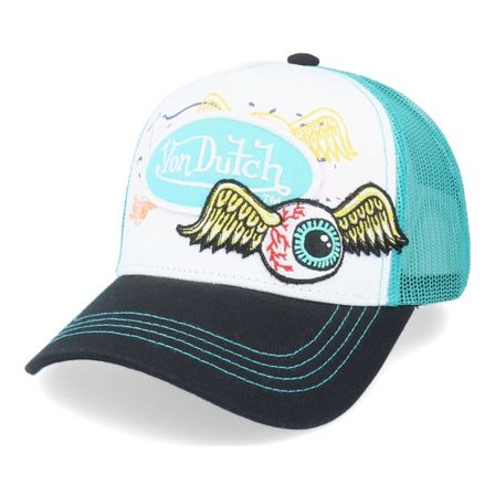 Von Dutch - Vit trucker Keps - White/Mint/Black Trucker @ Hatstore