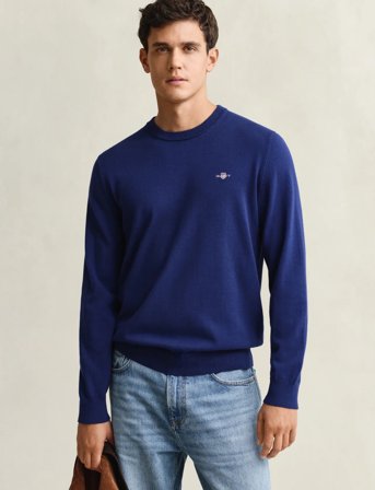 GANT Classic Cotton C-Neck - Blue - XL