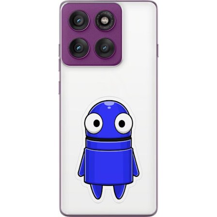 Kompatibelt Mobildeksel til Motorola Motorola Edge 60 Pro Blå tegnet figur med store øyne og et vennlig uttrykk i minimalistisk design