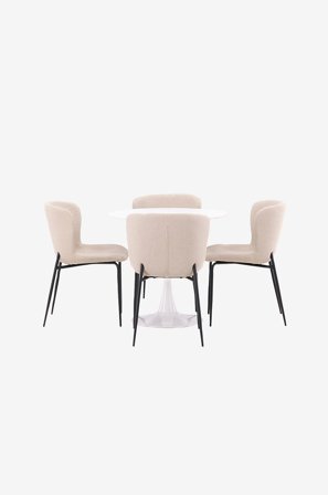 Venture Home - Matgrupp Hamden med 4 stycken stolar Modesto - Grå - Matgrupp 4 personer - Från Homeroom