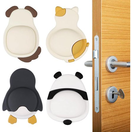 4 Dörrknopp Väggskydd - Söt Gummi Dörrstopp - Självhäftande Väggskyddskuddar för Dörrknoppar