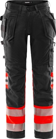 Fristads Herr Varsel hantverkarbyxa stretch 2706 PLU, klass 1, Varsel Röd/Svart