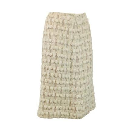 Chanel Vintage Pre-owned Jupe En Tweed Hvid, Dame Vintage Nederdele
