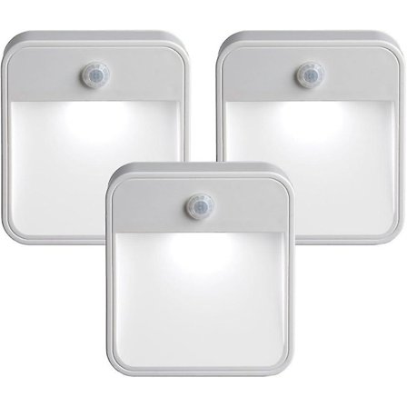 Batteridriven rörelsesensor LED-nattlampa, 3-pack, vit, 3 st