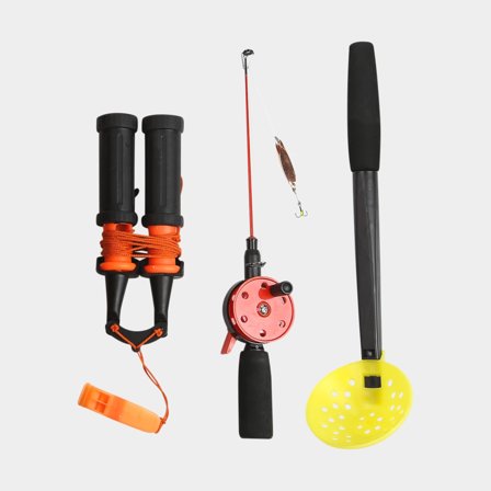 Paquete de inicio para pesca en hielo con conjunto de pesca en hielo iFish, pinchos de hielo y cuchara de hielo