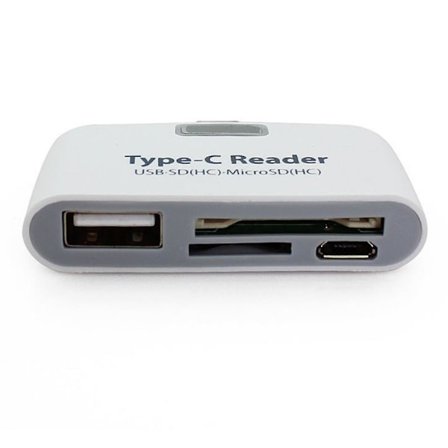 Ny USB3.1 typ-C HUB+TF SD mobiltelefon typ-C OTG kortläsare Vit