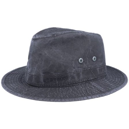 Stetson - Svart fedora Hatt - Tller Delave Organic Cotton Black Fedora @ Hatstore