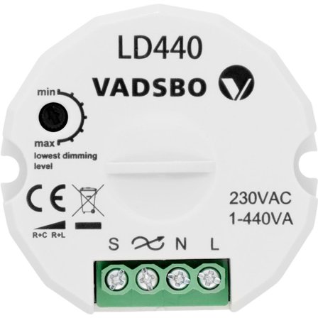 Vadsbo LD440 Painehimmennin 1-400 W, uppoasennus, Kytkimet & pistorasiat