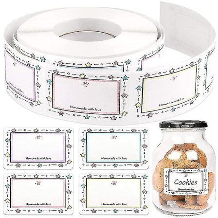 500 stk 5x3cm matmerkelapper selvklebende syltetøyglass etiketter beholder etiketter