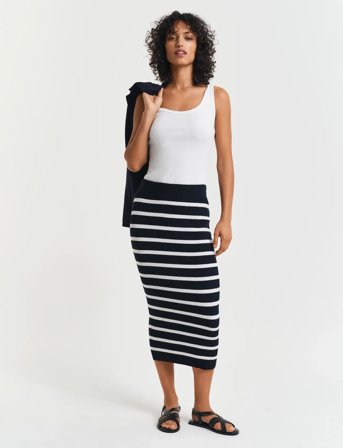 GANT Striped Thin Knit Skirt - Navy - XL/XXL