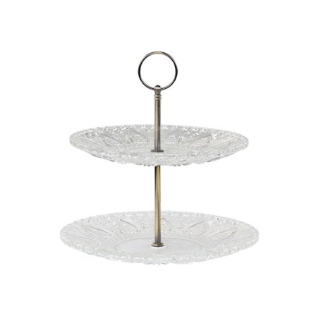 Kakfat 2-våningar Glas Chic Antique