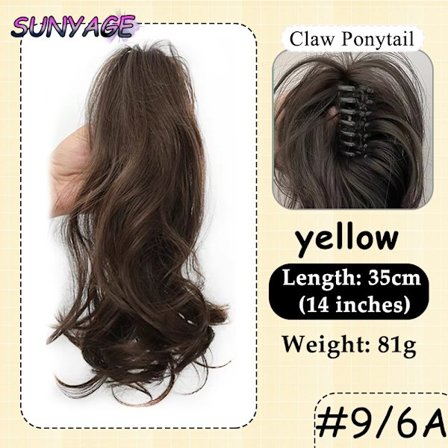 SUNYAGE synteettinen aaltoileva poninhäntäpidennys hiuslisäke Lyhyt kihara kynsinen poninhäntä naisille Lämmönkestävä poninhäntäklipsi väärennös