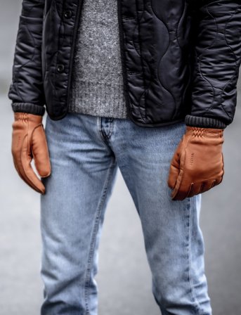 Hestra Deerskin Primaloft Rib Dark Brown - Brown - 7