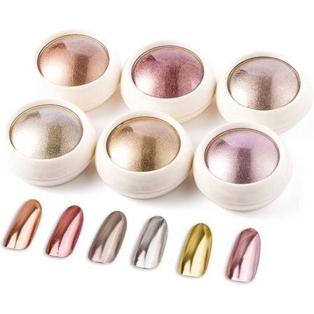 6 Boxes Chrome Nail Powder Magic Mirror Effect For Nail Art Decoration
