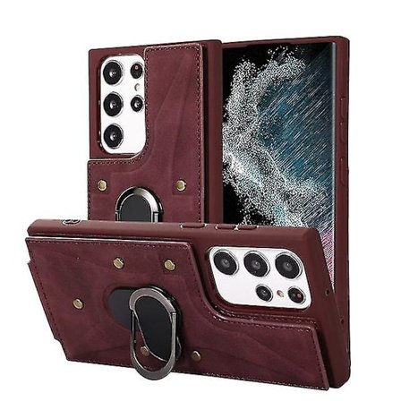 Läder plånboksfodral för Samsung Galaxy S23 Ultra/s23 Plus/s23 med magnetisk ringhållare och kortplats