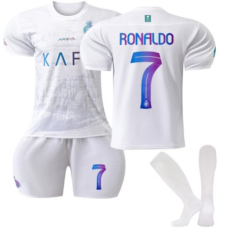 2023-2024 Al-Nassr FC Borte fotballdrakter for barn nr. 7 Ronaldo-WELLNGS 1 1
