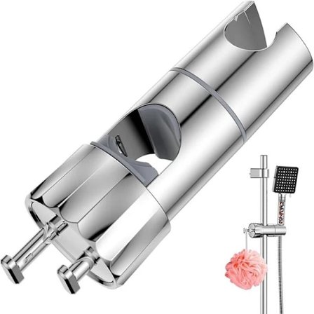 Justerbart dusjhode med 2 kroker for 16-27mm dusjstang, veggmontert krom hånddusjholder