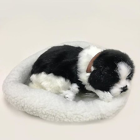 Söt Simulerad Sovande Katt/Hund Plyschdocka Med Bo Andning Fluffig Katt/Hund -t
