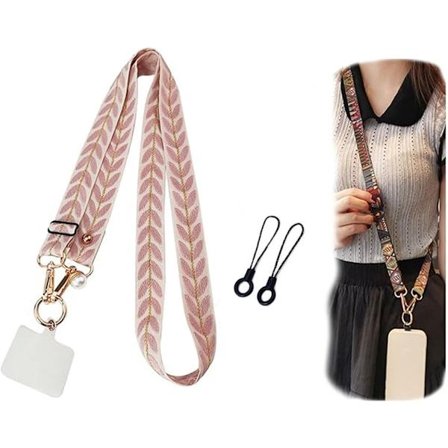 1 kpl (1 solmio) Crossbody puhelinjohto/matkapuhelinhihna (pinkki)