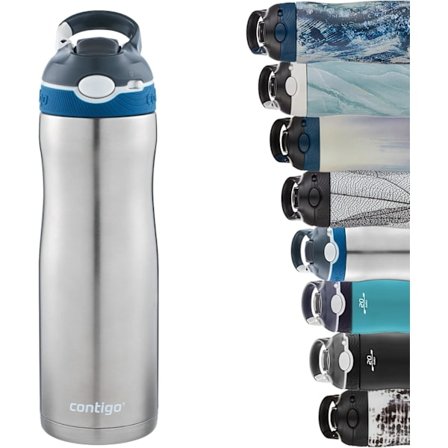 Vattenflaska med flip-sugrör, termosflaska i rostfritt stål, vakuumisolerad flaska, läckagesäker gymflaska, 590 ml—yux