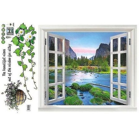 Oletusseinatarra 3d Ikkunanäkymä Irrotettava PVC-seinatarra Maisema Tarra Deko Seinämaalaus Z22424