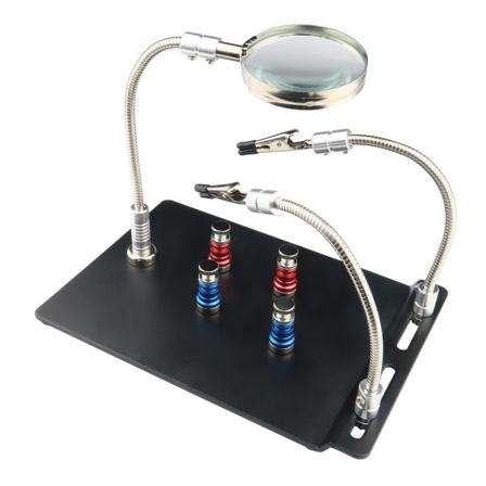 Kestävä metallipohjainen LED-suurennuslamppu 360° käännettävä suurennuslasilla elektroniikkakorjaukseen Hobby Craft DIY