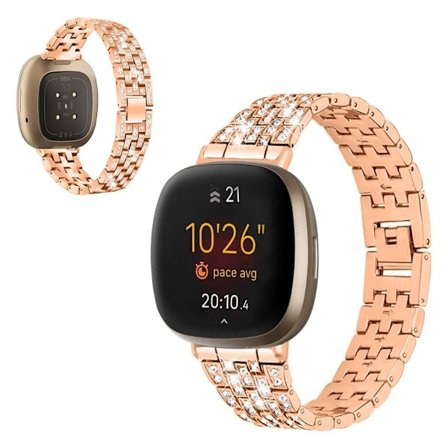 Fitbit Sense / Versa 3 rhinestone adorned watch band - Rose Gold