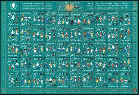 Danmark - Julemærkeark 1959/1953 - Takket - Ufoldet