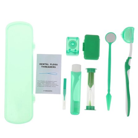 8 st/set Portabla ortodontiska tandvårdskit Förbrukningsvaror Oral hygien Mellanrumsborste Mun spegel Tandtråd + Skyddsvax
