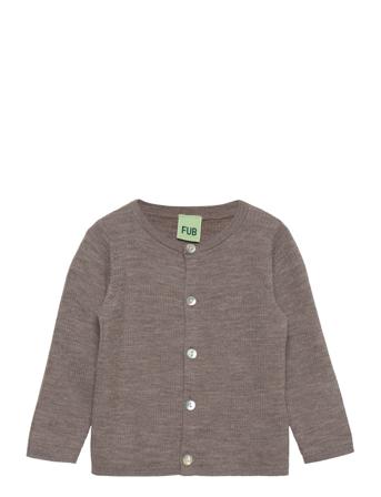 Baby Rib Cardigan Strikket Trøje Cardigan Brun FUB
