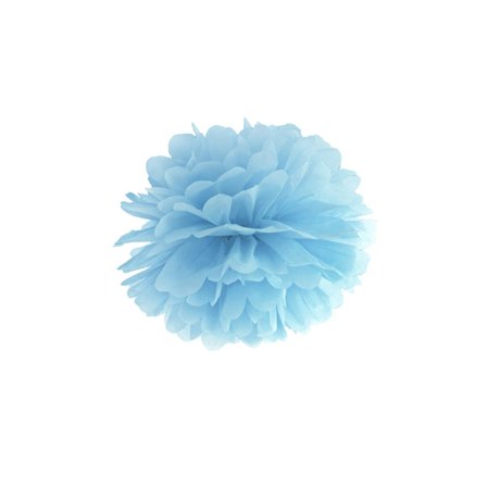 Hängande pompoms i blått papper 35 cm