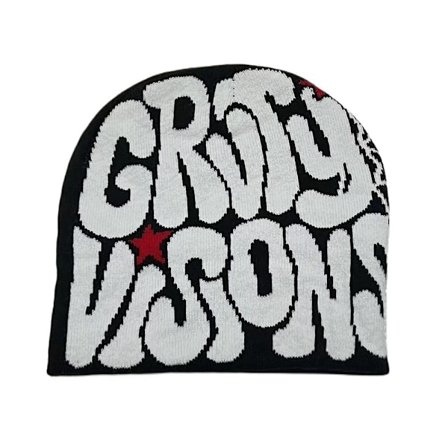 Strikkehette Lue Beanie Bonnet SVART&HVIT