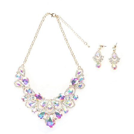 Naiset Luxury Riippuva Seos Teko Jalokivi Kaulakoru Korvakorut Morsius Korut Setti(AB Väri)